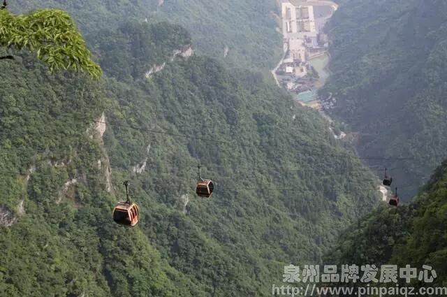 景区缆车，横跨整个张家界核心城区