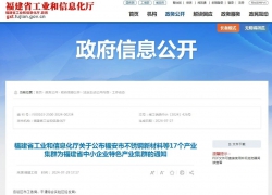 福建省中小企业特色产业集群名单公布，泉州6个入选！